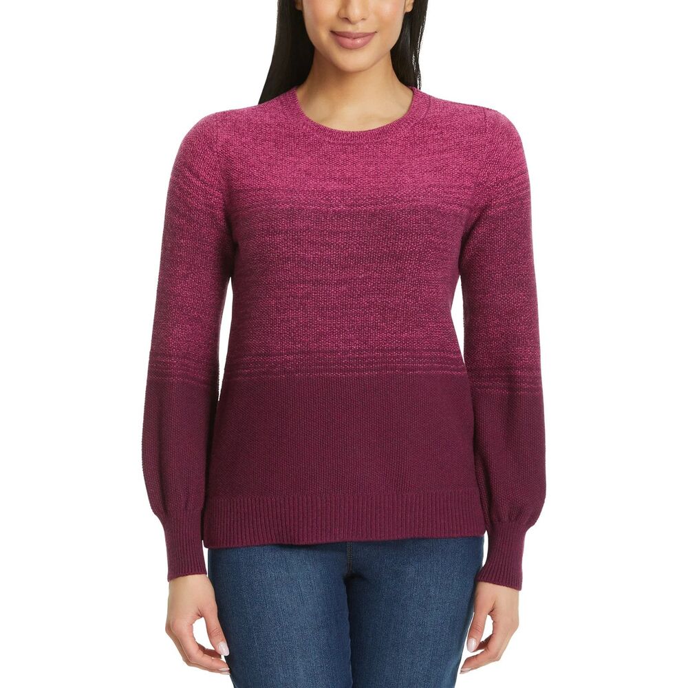 Gloria Vanderbilt Sweater Women’s Crewneck Knit Long Sleeve Burgundy Small